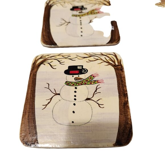 Hand Painted Snowman Coaster Set With Box By The Foreside Company - Picture 7 of 16